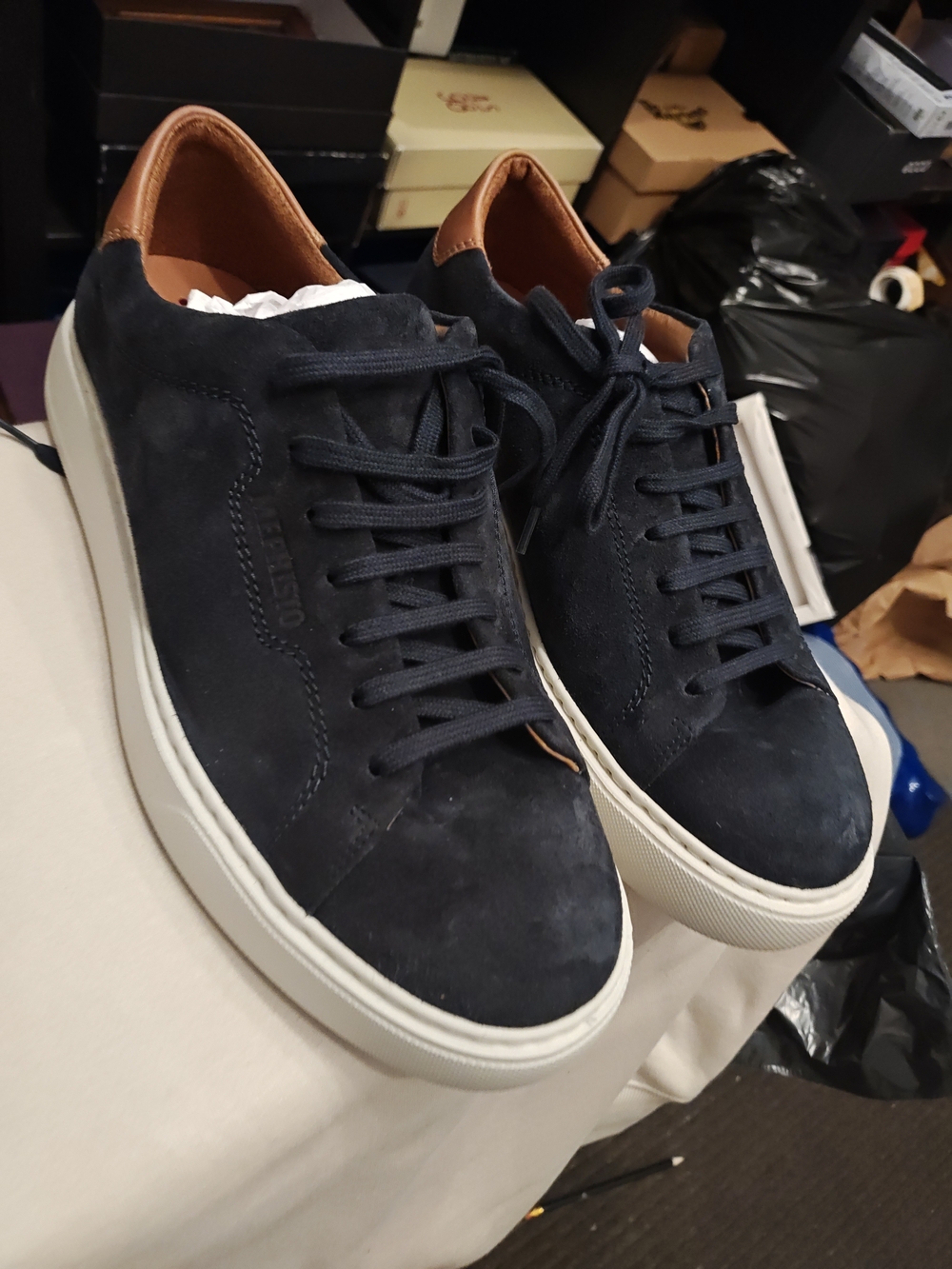 Mephisto Navy Suede Sneakers 8 Men